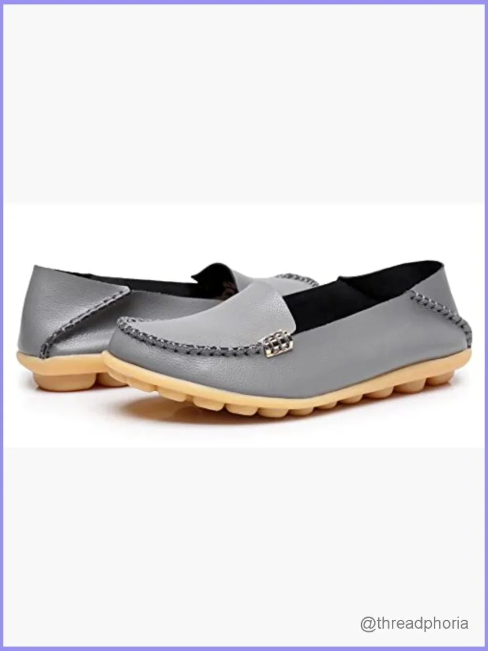 Women's Flat Loafer Slip On Shoes Comfort Walking Padded Insole Leather